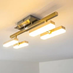 hofstein Plafonnier Sakami LED Nickel mat, 4 lumières