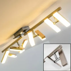 hofstein Plafonnier Sakami LED Nickel mat, 8 lumières* Éclairage Led