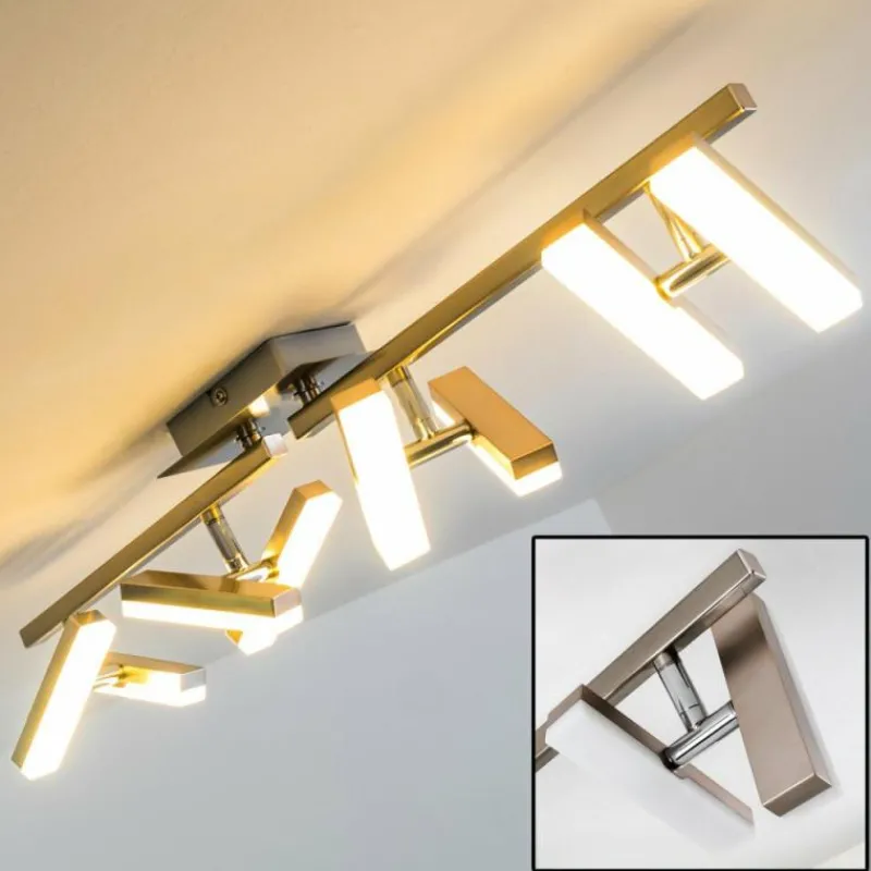 hofstein Plafonnier Sakami LED Nickel mat, 8 lumières* Éclairage Led