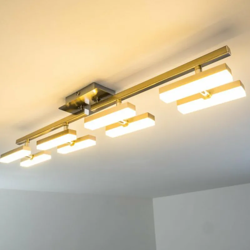 hofstein Plafonnier Sakami LED Nickel mat, 8 lumières* Éclairage Led