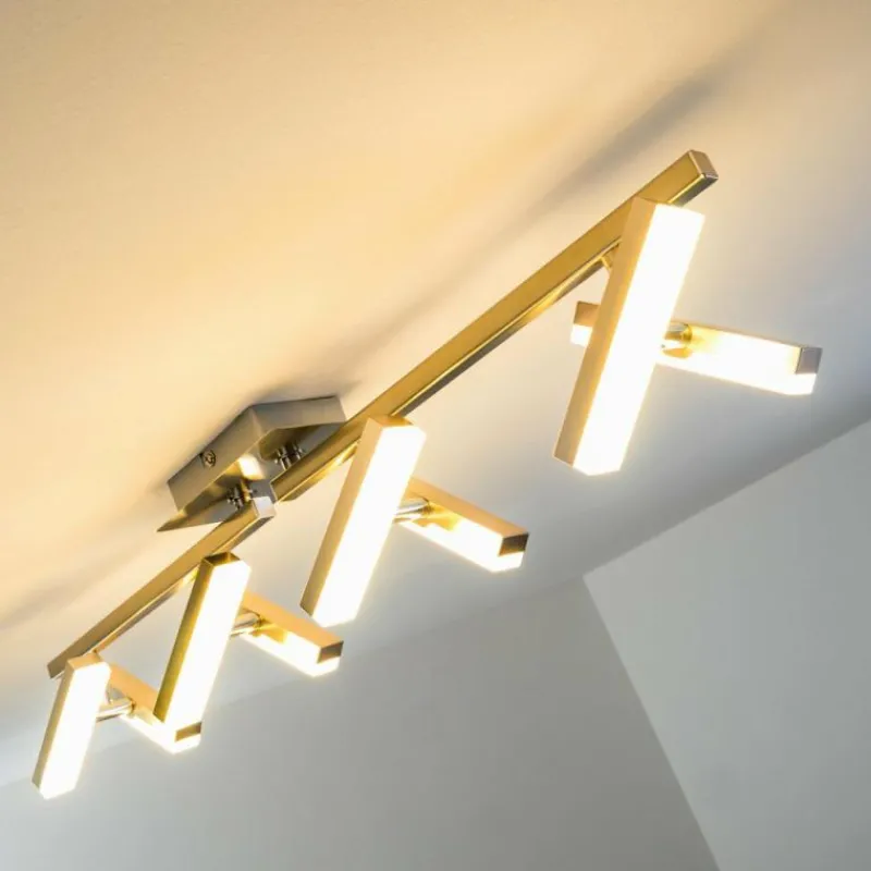 hofstein Plafonnier Sakami LED Nickel mat, 8 lumières* Éclairage Led