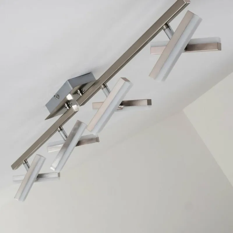 hofstein Plafonnier Sakami LED Nickel mat, 8 lumières* Éclairage Led