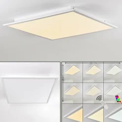 hofstein Plafonnier Salmi LED Aluminium, Blanc, 1 lumière, Télécommandes