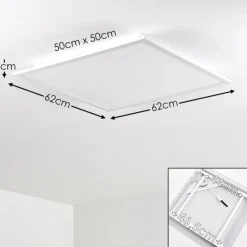 hofstein Plafonnier Salmi LED Aluminium, Blanc, 1 lumière, Télécommandes