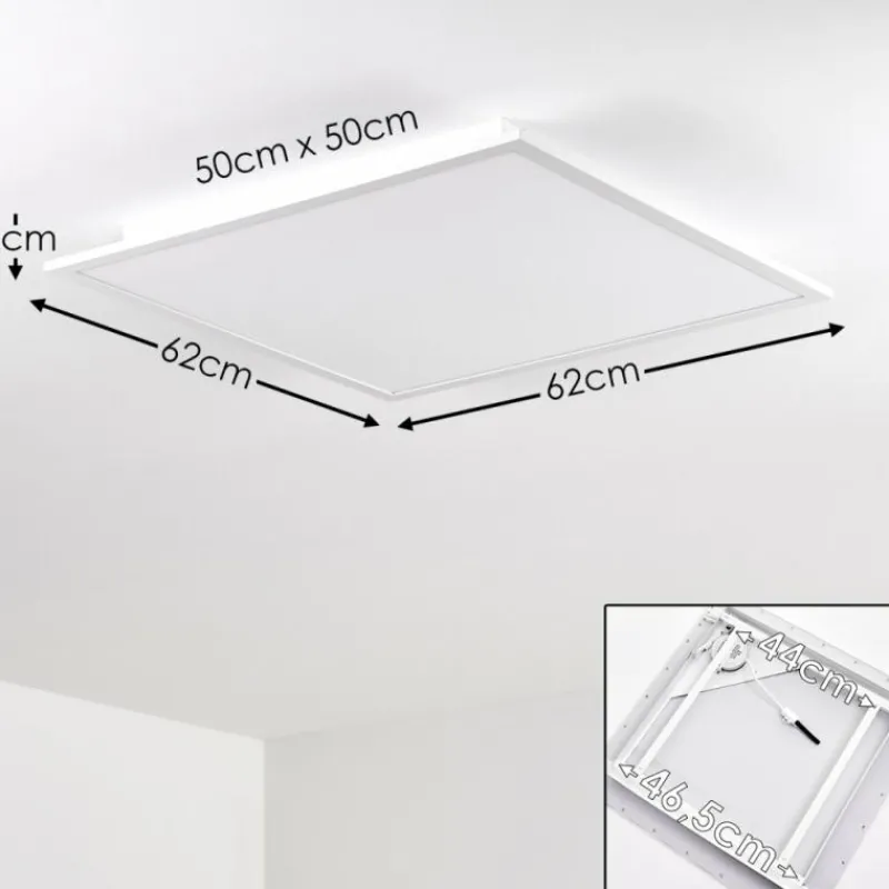 hofstein Plafonnier Salmi LED Aluminium, Blanc, 1 lumière, Télécommandes