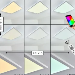 hofstein Plafonnier Salmi LED Blanc, 1 lumière, Télécommandes, Changeur de couleurs
