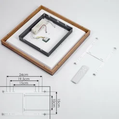 hofstein Plafonnier Salmi LED Brun, Couleur bois, Noir, 1 lumière, Télécommandes