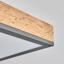 hofstein Plafonnier Salmi LED Brun, Couleur bois, Noir, 1 lumière, Télécommandes