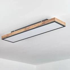 hofstein Plafonnier Salmi LED Brun, Couleur bois, Noir, 1 lumière, Télécommandes