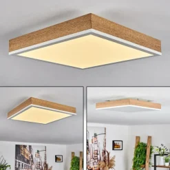Luminaires Scandinaves-hofstein Plafonnier Salmi LED Brun, Couleur bois, Blanc, 1 lumière
