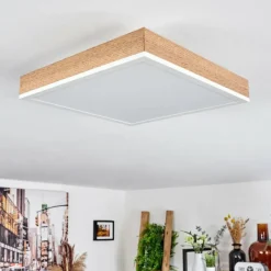 Luminaires Scandinaves-hofstein Plafonnier Salmi LED Brun, Couleur bois, Blanc, 1 lumière