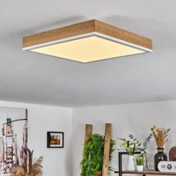 Luminaires Scandinaves-hofstein Plafonnier Salmi LED Brun, Couleur bois, Blanc, 1 lumière