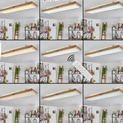 Luminaires Scandinaves-hofstein Plafonnier Salmi LED Brun, Couleur bois, Blanc, 1 lumière, Télécommandes