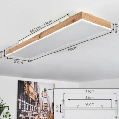 Luminaires Scandinaves-hofstein Plafonnier Salmi LED Brun, Couleur bois, Blanc, 1 lumière, Télécommandes