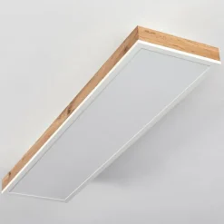 Luminaires Scandinaves-hofstein Plafonnier Salmi LED Brun, Couleur bois, Blanc, 1 lumière, Télécommandes