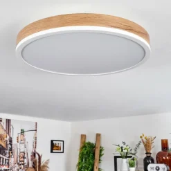 Luminaires Scandinaves-hofstein Plafonnier Salmi LED Brun, Couleur bois, Blanc, 1 lumière
