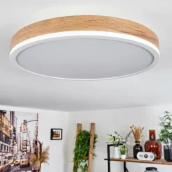 Luminaires Scandinaves-hofstein Plafonnier Salmi LED Brun, Couleur bois, Blanc, 1 lumière