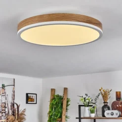 Luminaires Scandinaves-hofstein Plafonnier Salmi LED Brun, Couleur bois, Blanc, 1 lumière