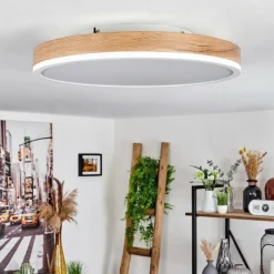 Luminaires Scandinaves-hofstein Plafonnier Salmi LED Brun, Couleur bois, Blanc, 1 lumière