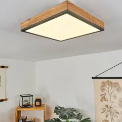 hofstein Plafonnier Salmi LED Couleur bois, Noir, Blanc, 1 lumière