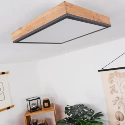 hofstein Plafonnier Salmi LED Couleur bois, Noir, Blanc, 1 lumière