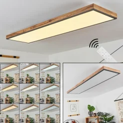 hofstein Plafonnier Salmi LED Couleur bois, Noir, Blanc, 1 lumière, Télécommandes