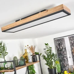 hofstein Plafonnier Salmi LED Couleur bois, Noir, Blanc, 1 lumière