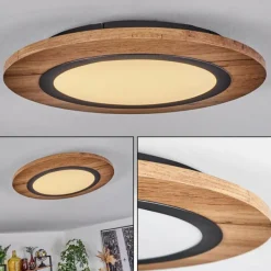 Luminaires Scandinaves-hofstein Plafonnier Salmi LED Couleur bois, Noir, 1 lumière