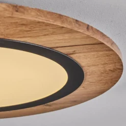 Luminaires Scandinaves-hofstein Plafonnier Salmi LED Couleur bois, Noir, 1 lumière