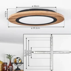 Luminaires Scandinaves-hofstein Plafonnier Salmi LED Couleur bois, Noir, 1 lumière