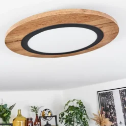 Luminaires Scandinaves-hofstein Plafonnier Salmi LED Couleur bois, Noir, 1 lumière