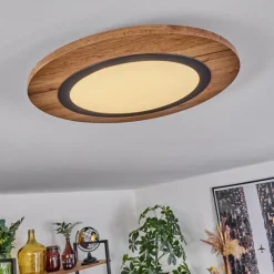 Luminaires Scandinaves-hofstein Plafonnier Salmi LED Couleur bois, Noir, 1 lumière