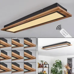 Luminaires Scandinaves-hofstein Plafonnier Salmi LED Couleur bois, Noir, 1 lumière, Télécommandes