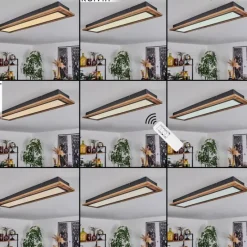 Luminaires Scandinaves-hofstein Plafonnier Salmi LED Couleur bois, Noir, 1 lumière, Télécommandes