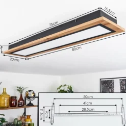 Luminaires Scandinaves-hofstein Plafonnier Salmi LED Couleur bois, Noir, 1 lumière, Télécommandes