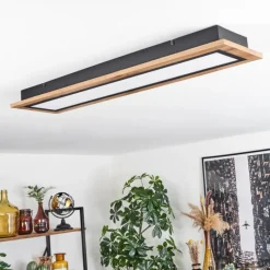 Luminaires Scandinaves-hofstein Plafonnier Salmi LED Couleur bois, Noir, 1 lumière, Télécommandes