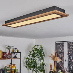 Luminaires Scandinaves-hofstein Plafonnier Salmi LED Couleur bois, Noir, 1 lumière, Télécommandes