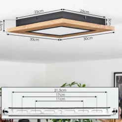 Luminaires Scandinaves-hofstein Plafonnier Salmi LED Couleur bois, Noir, 1 lumière