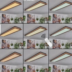 Luminaires Scandinaves-hofstein Plafonnier Salmi LED Couleur bois, 1 lumière, Télécommandes