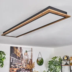 Luminaires Scandinaves-hofstein Plafonnier Salmi LED Couleur bois, 1 lumière, Télécommandes