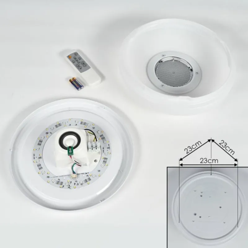 hofstein Plafonnier Sambani LED Chrome, Blanc, 1 lumière, Télécommandes, Changeur de couleurs