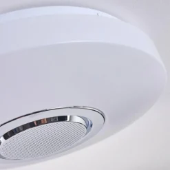 hofstein Plafonnier Sambani LED Chrome, Blanc, 1 lumière, Télécommandes, Changeur de couleurs