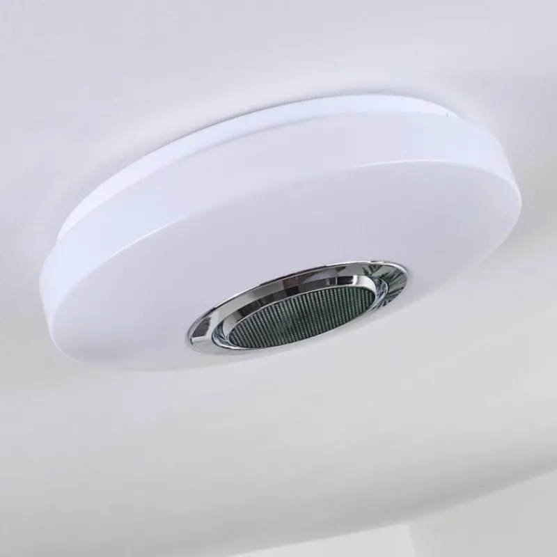 hofstein Plafonnier Sambani LED Chrome, Blanc, 1 lumière, Télécommandes, Changeur de couleurs