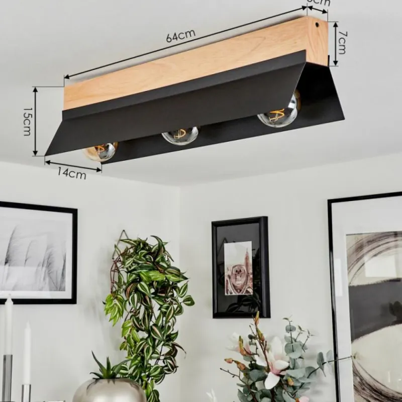 Luminaires Scandinaves-hofstein Plafonnier Sangkor Écru, Noir, 3 lumières