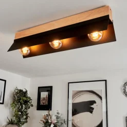 Luminaires Scandinaves-hofstein Plafonnier Sangkor Écru, Noir, 3 lumières