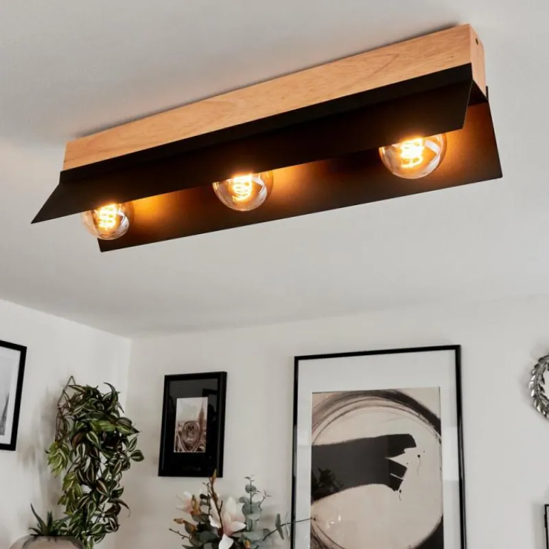 Luminaires Scandinaves-hofstein Plafonnier Sangkor Écru, Noir, 3 lumières