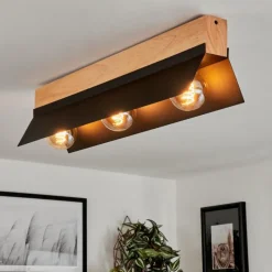 Luminaires Scandinaves-hofstein Plafonnier Sangkor Écru, Noir, 3 lumières