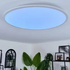 hofstein Plafonnier Sani LED Blanc, 1 lumière, Télécommandes, Changeur de couleurs