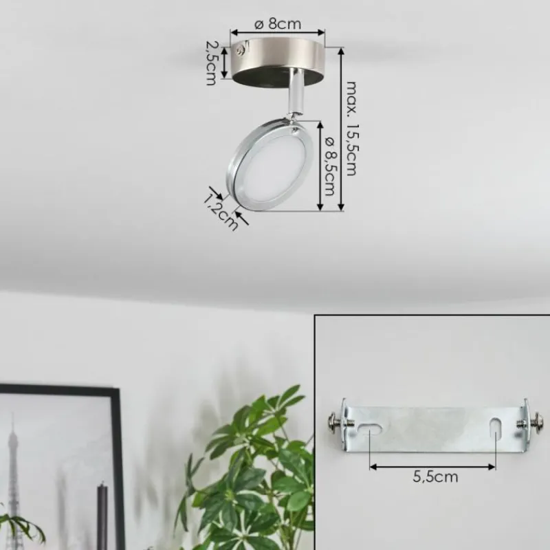 hofstein Plafonnier Sarnadinha LED Nickel mat, 1 lumière