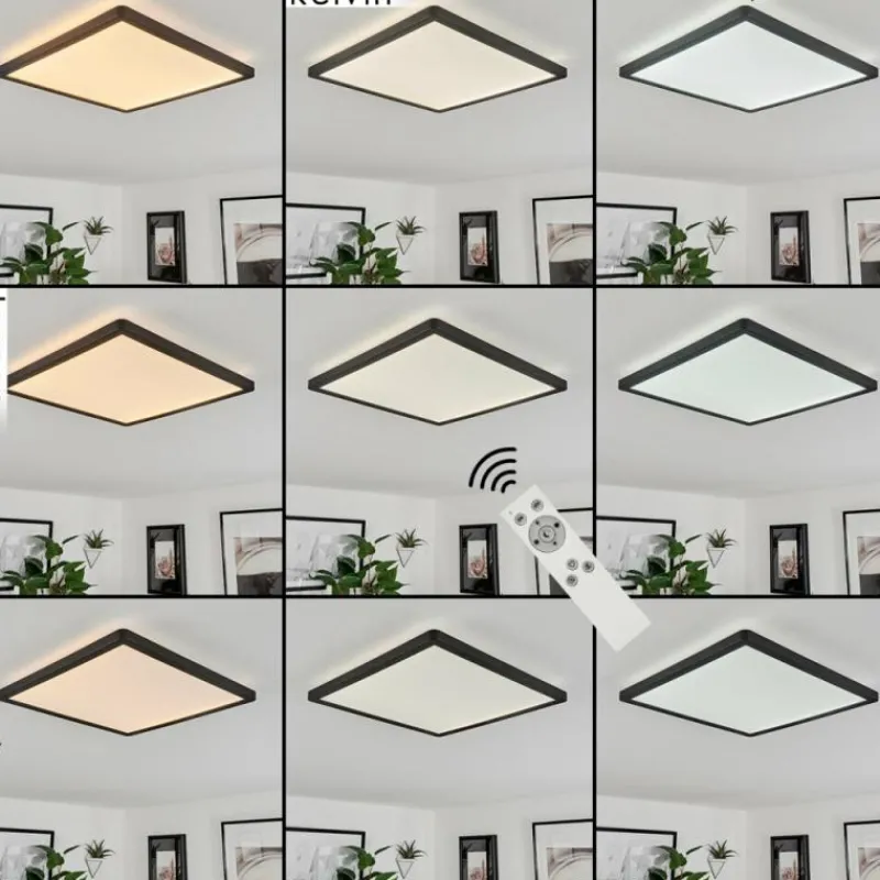 hofstein Plafonnier Sasinhosa LED Noir, 1 lumière, Télécommandes